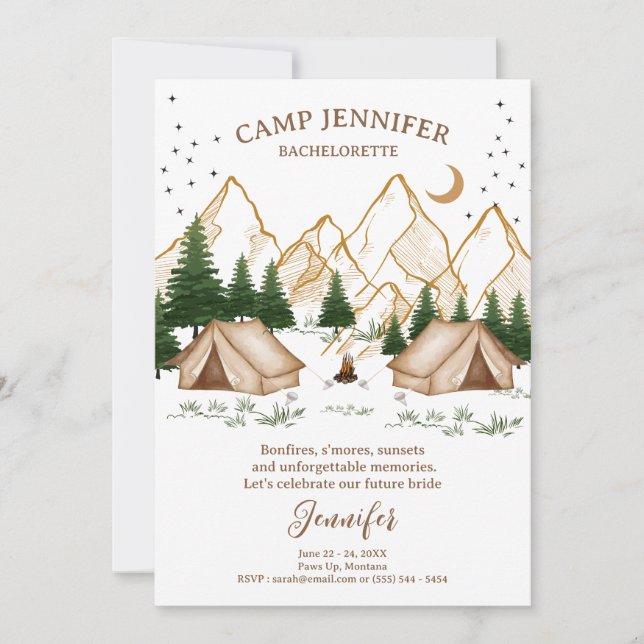Invitation Aventure de week-end de camp de jeunes filles (Devant)