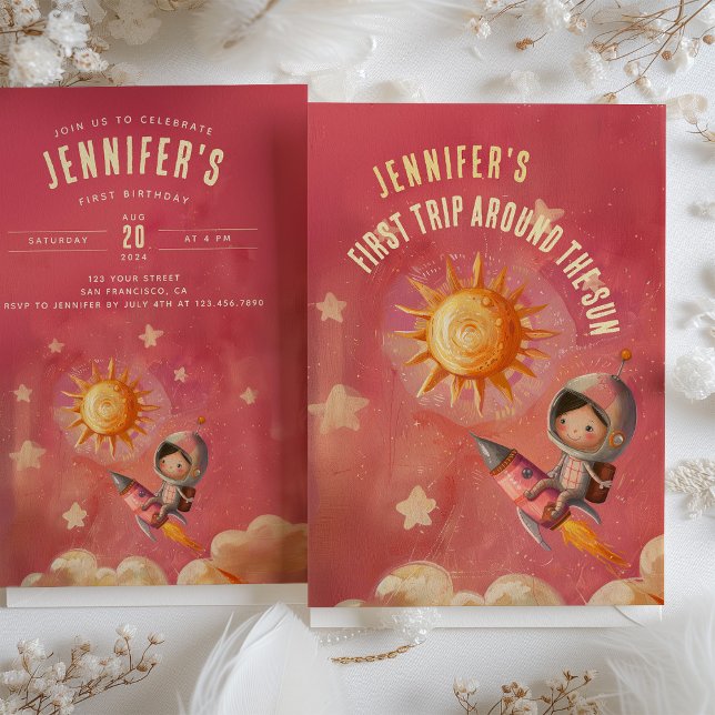 Invitation Aventure des astronautes Première fête d'anniversa (Créateur téléchargé)