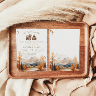 Invitation Aventure d'ours Montagnes d'automne Fête prénatale