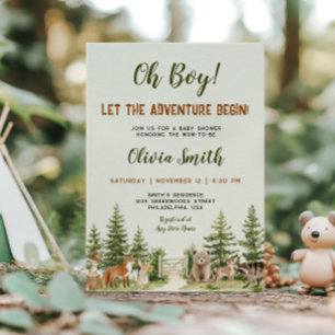Invitation Aventure en forêt de Woodland pour la Baby Shower
