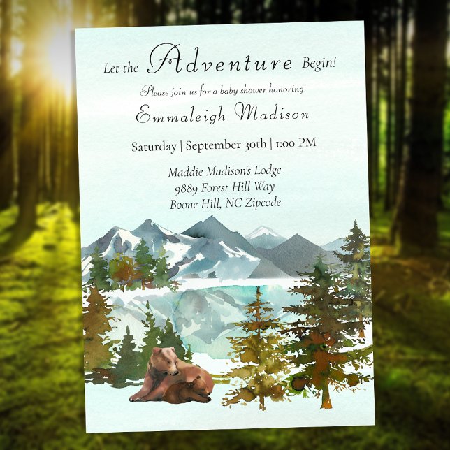Invitation Aventure en forêt Ours rustiques Baby Shower (Créateur téléchargé)
