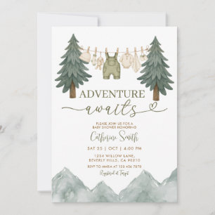Invitation Aventure en forêt pour la fête de bébé sur un fil