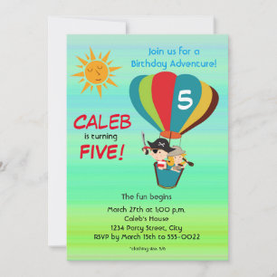 Invitation Aventure en montgolfière vintage pour l'anniversai