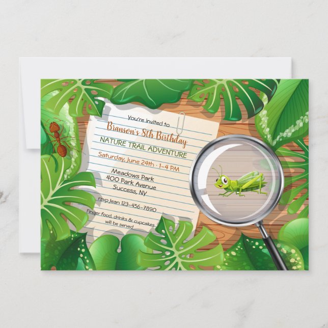 Invitation Aventure en plein air fête d'anniversaire (Devant)