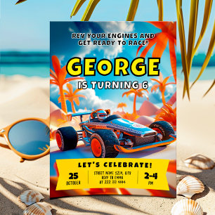 Invitation Aventure épique de voiture de course pour un anniv