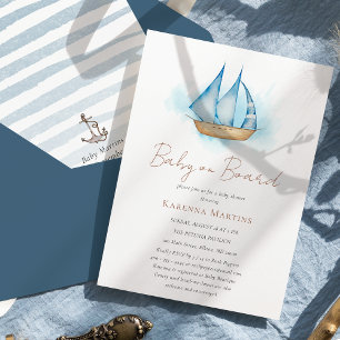 Invitation Aventure nautique Bébé blanc à bord Baby shower