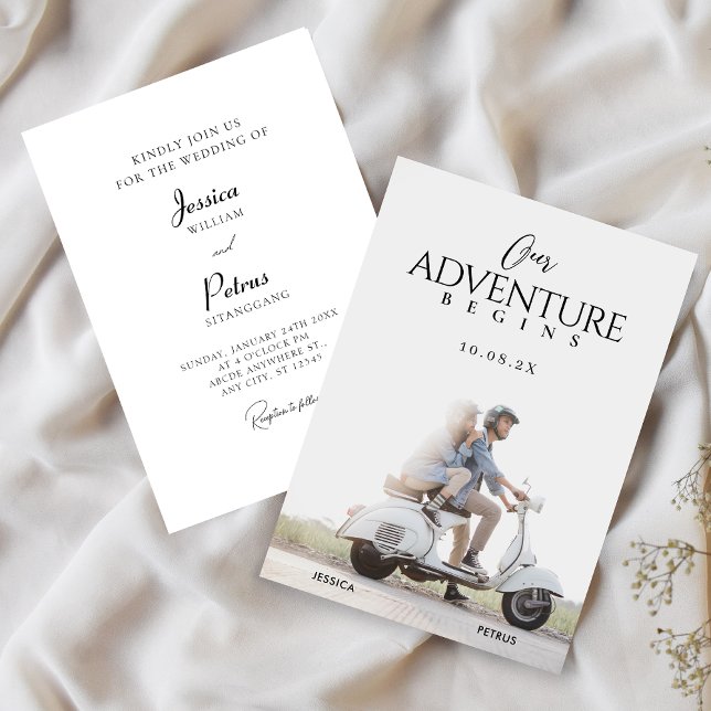 Invitation Aventure photo de mariage moderne  (Créateur téléchargé)