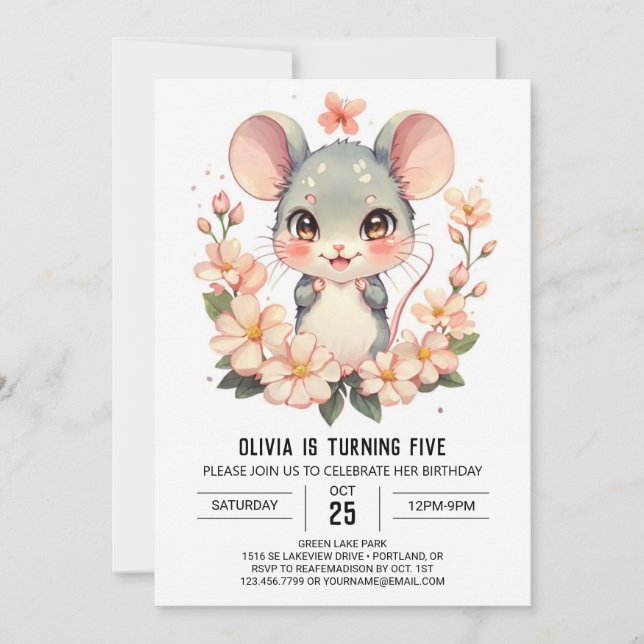 Invitation Aventure Rodent Souris Anniversaire (Devant)