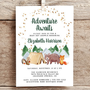 Invitation Aventure Rustique avec les Animaux de la Forêt pou