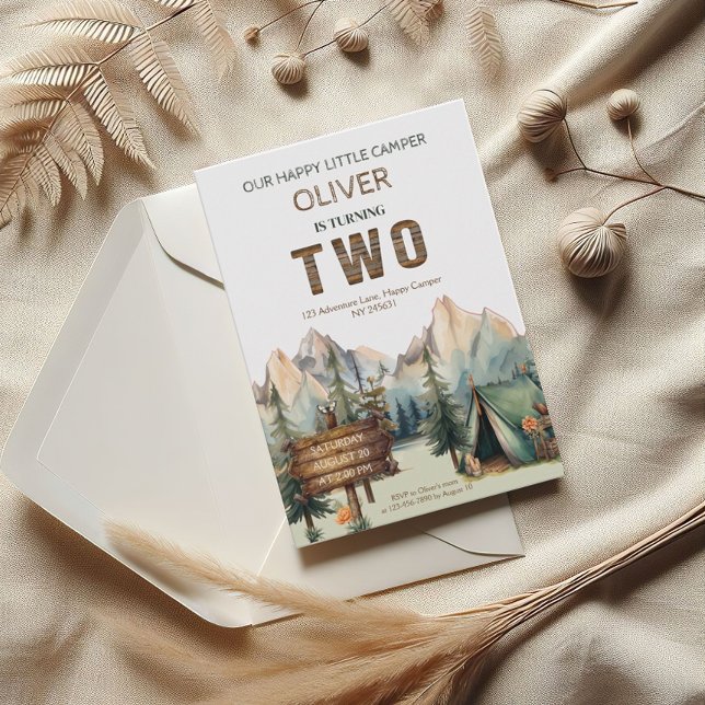 Invitation Aventure Rustique Joyeux Deuxième Anniversaire de  (Créateur téléchargé)