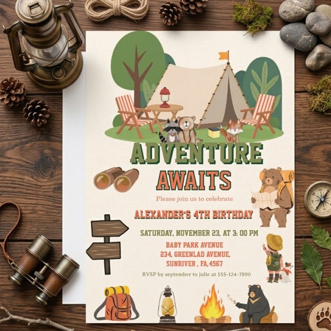 Invitation Aventure safari sauvage Woodland anniversaire (Créateur téléchargé)