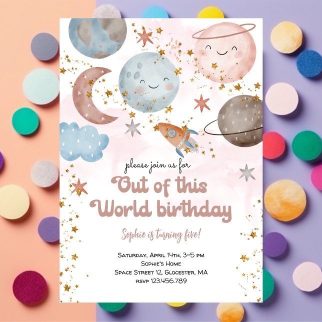 Invitation Aventure spatiale d'anniversaire pour enfants hors (Créateur téléchargé)