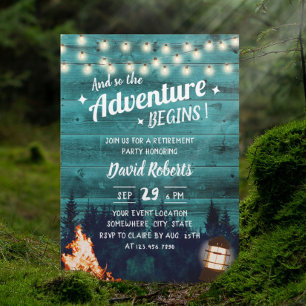Invitation Aventure Turquoise Forêt feu de forêt Lanterne ret