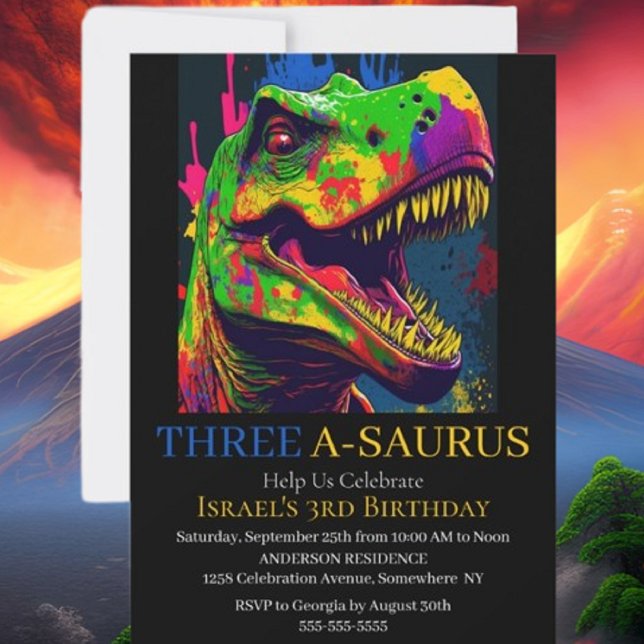 Invitation Aventure ultime avec Dino Happy T-Rex (Bring your dream party to life with our selection of quality Dinosaur themed party supplies )