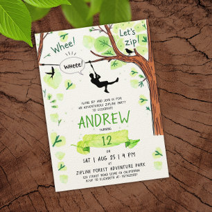 Invitation Aventure verte amusante en forêt en aquarelle