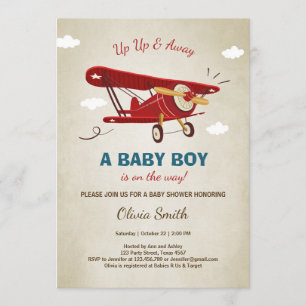 Invitation Aventure voyage Baby shower d'avion