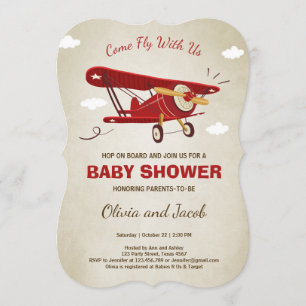 Invitation Aventure voyage Baby shower d'avion