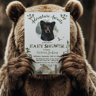 Invitation Aventure Woodland Baby Bear Baby shower forestier