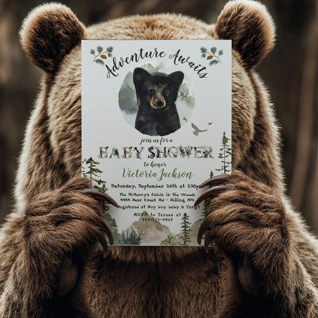 Invitation Aventure Woodland Baby Bear Baby shower forestier (Créateur téléchargé)