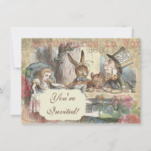 Invitation Aventures d'Alice au pays des merveilles Art de la