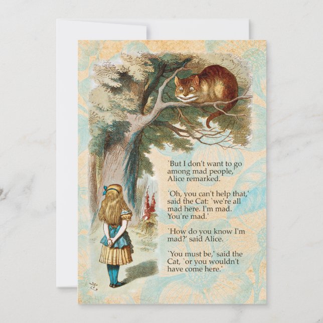 Invitation Aventures d'Alice au pays des merveilles Chat de C (Dos)