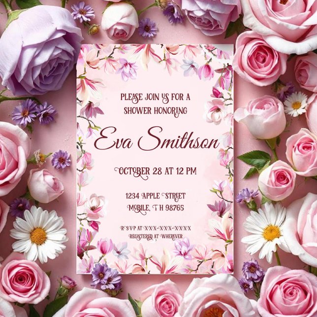 Invitation Averse de fleurs de cerisier roses (Créateur téléchargé)