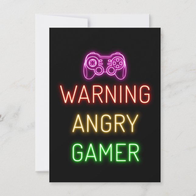 Invitation Avertissement de jeu Gamer en colère (Devant)