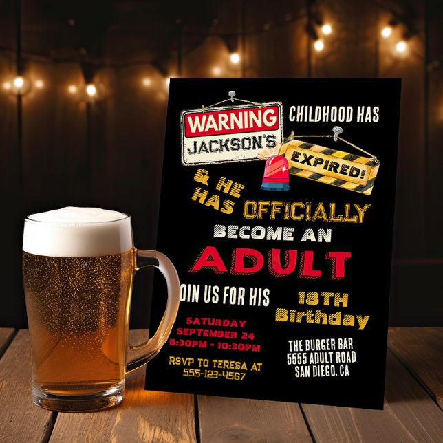 Invitation Avertissement officiel d'un adulte 18 ans (Créateur téléchargé)