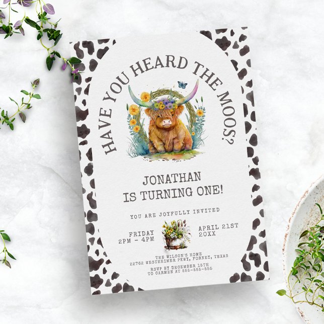 Invitation Avez-vous entendu la vache Moos Imprimer 1er anniv (Créateur téléchargé)