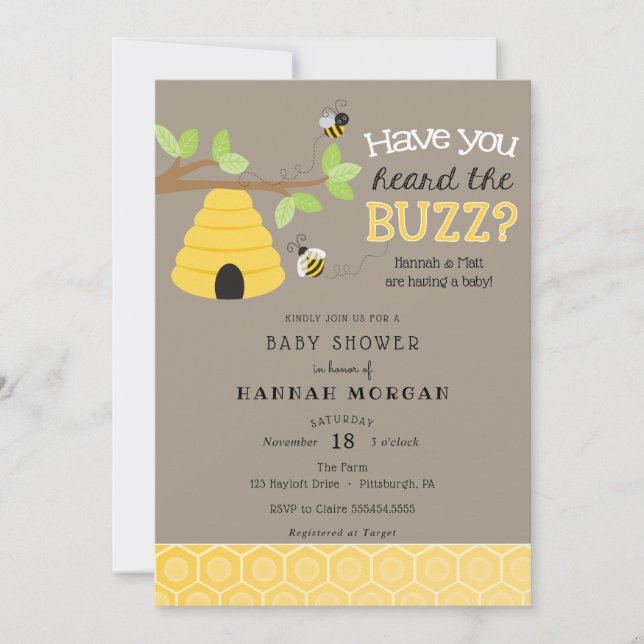 Invitation Avez-vous entendu le Buzz ? Baby shower (Devant)