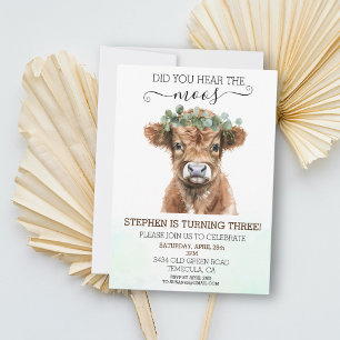 Invitation Avez-vous entendu Moos Highland Cow Birthday Invit