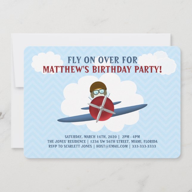 Invitation Aviateur et son avion (Devant)