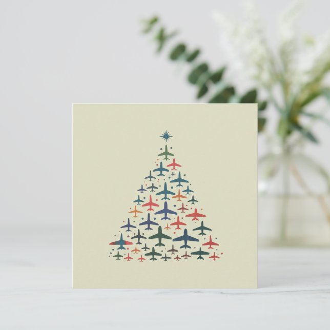Invitation Avion Arbre de Noël Retro Pilote de vol (Debout devant)