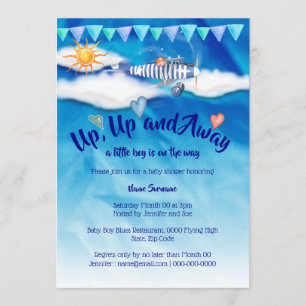 Invitation Avion baby shower vintage voyageur de garçons vola