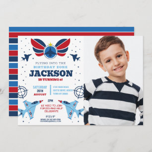 Invitation Avion d'anniversaire Volant Avion de garçon Armée