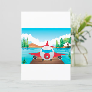Invitation Avion de dessin sur Lake Dock Amusement Travel Adv