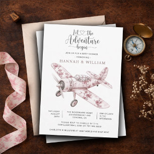 Invitation Avion d'époque L'aventure commence Bébé Show