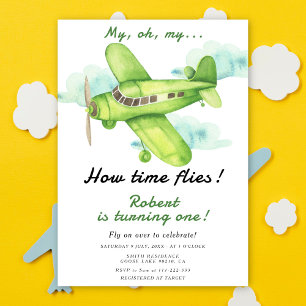 Invitation Avion Oh Mon Temps Vole Voyage Anniversaire En Pre