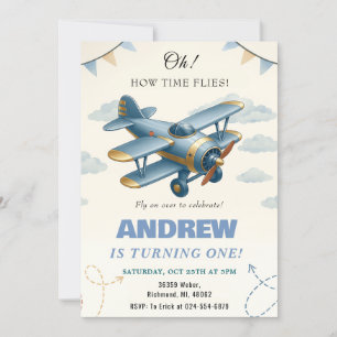 Invitation Avion personnel 1er anniversaire baby party