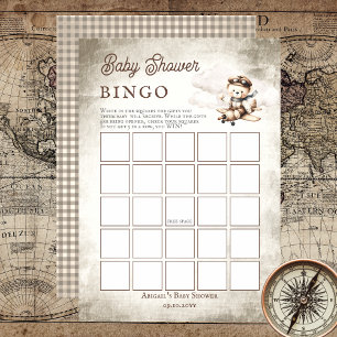 Invitation Avion Teddy Bear Baby shower Bingo Jeu
