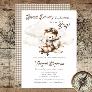 Invitation Avion Teddy Bear Baby shower de livraison spécial