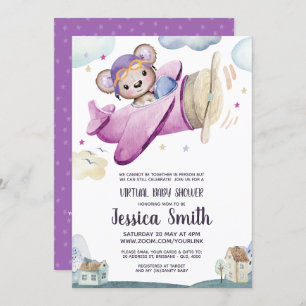 Invitation Avion Teddy Bear   Baby shower virtuel