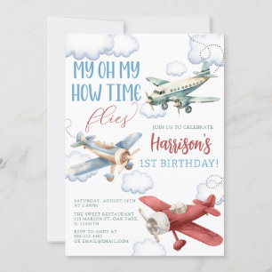 Invitation Avion Temps vole Avion Anniversaire