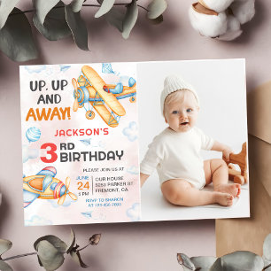 Invitation Avion Up & Away 3ème anniversaire de fête photo