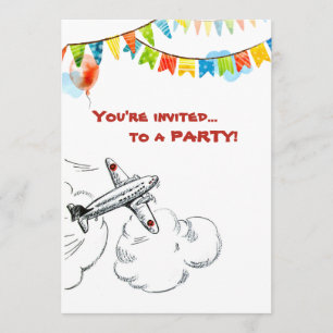 Invitation Avion vintage 1er anniversaire Fête Fête Vol