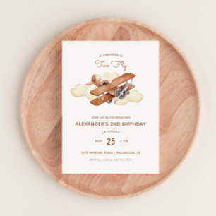 Invitation Avion vintage Biplane Deux volées Anniversaire