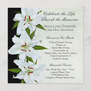 Invitation Avis de décès White Lily