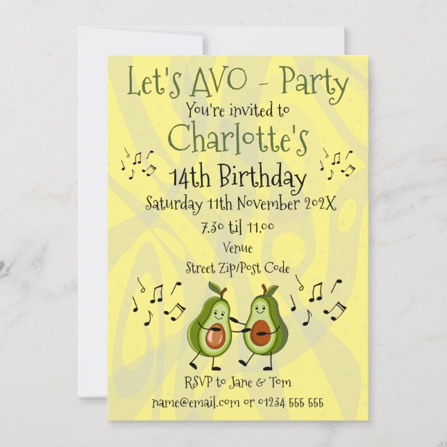 Invitation Avo-Party Avocado Pun Party (Devant)