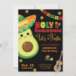 Invitation Avocado Anniversaire Fiesta Party Enfants Vert Rou