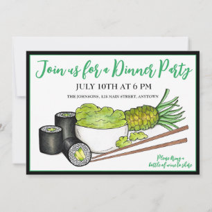 Invitation Avocado Rolls Wasabi Sushi Dîner Japonais